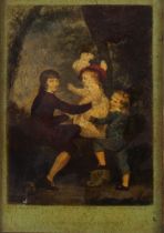 A reverse print on glass, "The Affectionate Brothers" after Joshua Reynolds, see label verso, 25cm x