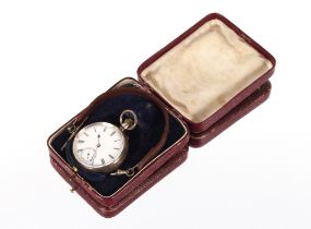 A silver cased pocket watch, Hallmarked for London 1895, the reverse with engine turned decoration