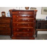 A Victorian mahogany Scottish chest, having blind frieze drawer with five graduated drawers below,