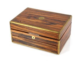 A fine quality 19th Century rosewood and brass mounted travelling toilet case, having silver mounted