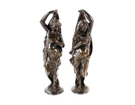 A pair of 19th Century bronze figures of classical maidens by Pierre Louis Détrier 1822-1897, 25.5cm