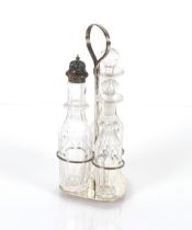 A silver three bottle cruet stand, London 1981