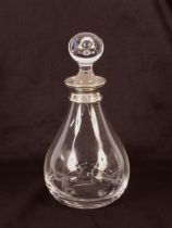 A modern heavy glass and silver mounted baluster decanter, having globular stopper, 27cm high