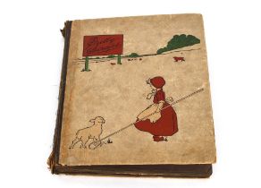 A Victorian scrap album, cover AF; and another album with contents of post-cards, WWII related
