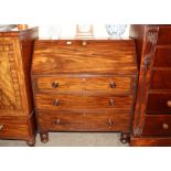 A Victorian mahogany bureau, the fall front opening to reveal and interior arrangement of drawers