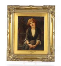 R.H. Craig, "Meditation" signed oil on board, dated 1882, 24.5cm x 19cm, contained in gilt frame