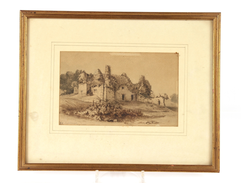 R.R. Scotsborough, sepia watercolour of a country - Image 2 of 4