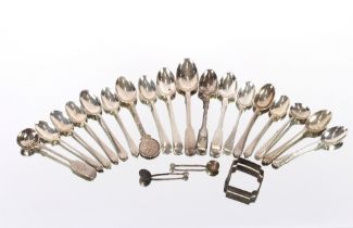 A collection of miscellaneous silver teaspoons etc.