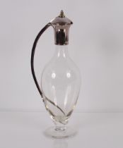 A claret jug by Martyn Pugh, handblown body, with silver mounts, Year 2000 Millennium mark, 35cm