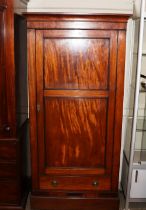 A 19th Century mahogany single door wardrobe, with hanging compartment, single drawer below raised