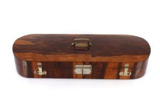 A 19th Century rosewood double violin case with plated mounts, 79cm complete with a single violin