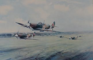 "Dawn Scramble", limited edition print signed by artist Robert Taylor and fighter ace Bob Stanford