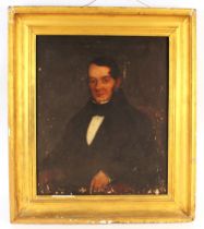 Early Victorian school, portrait study of a gentleman, unsigned oil on canvas, 75cm x 61cm in gilt