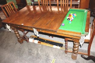 An early 20th Century oak rise and fall snooker di