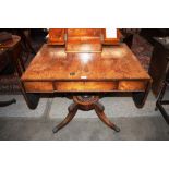 A 19th Century rosewood sofa table, fitted single drawer and opposing dummy drawer, the rounded drop