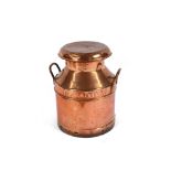 A vintage copper milk churn for Hunt's Dairies She