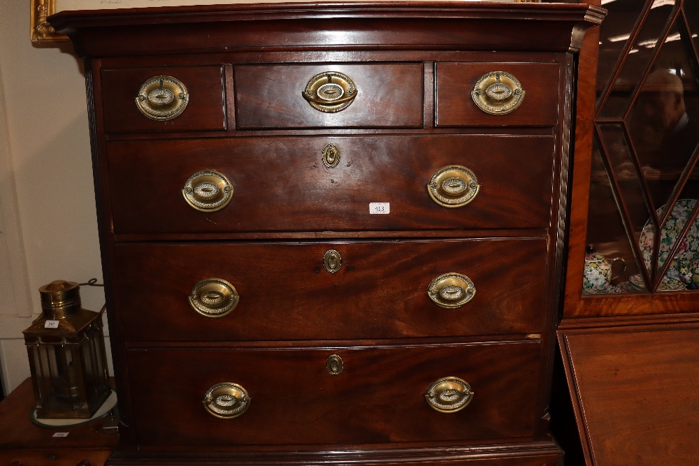 A Georgian mahogany tall boy chest, the upper section fitted three short and three long drawers - Bild 2 aus 21