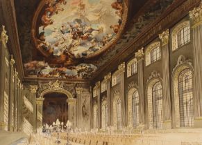 Frank Hoar 1901-1976, watercolour study interior of The Royal Naval College Greenwich, 52cm x 70cm