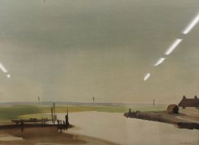 Peter Burman, study of a Norfolk coastal scene, signed watercolour 55cm x 75cm