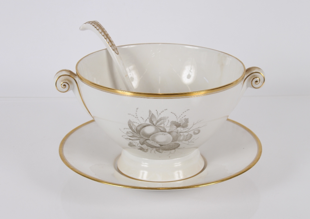 A Spode "Chatham" pattern soup tureen on stand, complete with ladle (lid broken); a pair of matching