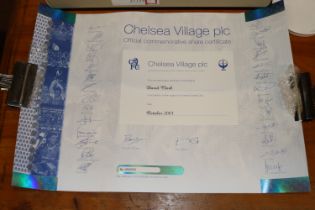 A Chelsea Village PLC commemorative share certific