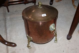 A copper and brass Arts & crafts style coal bin, 4