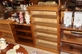 On oak open fronted bookcase