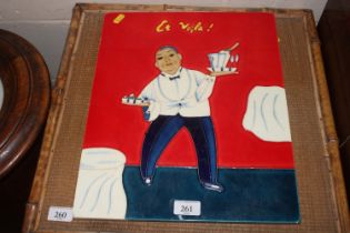 A tile picture in the form of a waiter