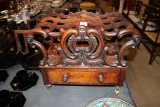 A Victorian mahogany Canterbury fitted single draw