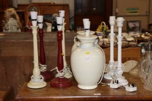 Eight various table lamps