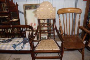 An Arts & Crafts type inlaid elbow chair