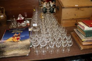 A collection of various drinking glasses and a fou