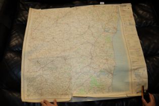A rolled Ordnance Survey map, Saxmundham and Aldeb