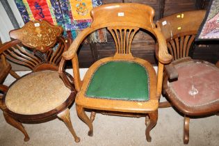 A golden oak desk chair