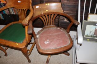 An oak swivel desk chair