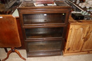 An oak and glazed Globe Wernicke style three secti