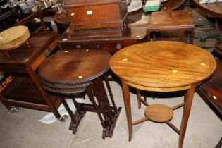 A mahogany side table fitted single drawer, raised