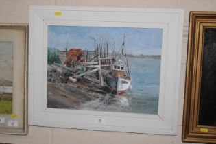 Ken Curtis, acrylic study of Southwold harbour