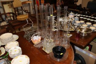 A collection of glassware including vases, Art Gla