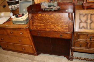 An oak student's bureau fitted single drawer