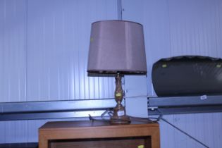 A table lamp and shade