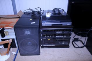 A Technics stack comprising of a stereo tuner, amp