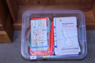 A box of various Ordnance Survey maps