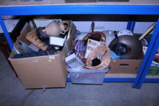 Three boxes containing various kitchenalia to incl