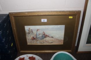 After Myles Birket Foster, watercolour study "Children At The Seaside" initialled B.F.