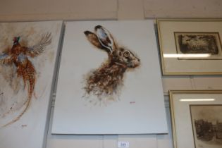 John Ryan, acrylic on canvas depicting brown hare