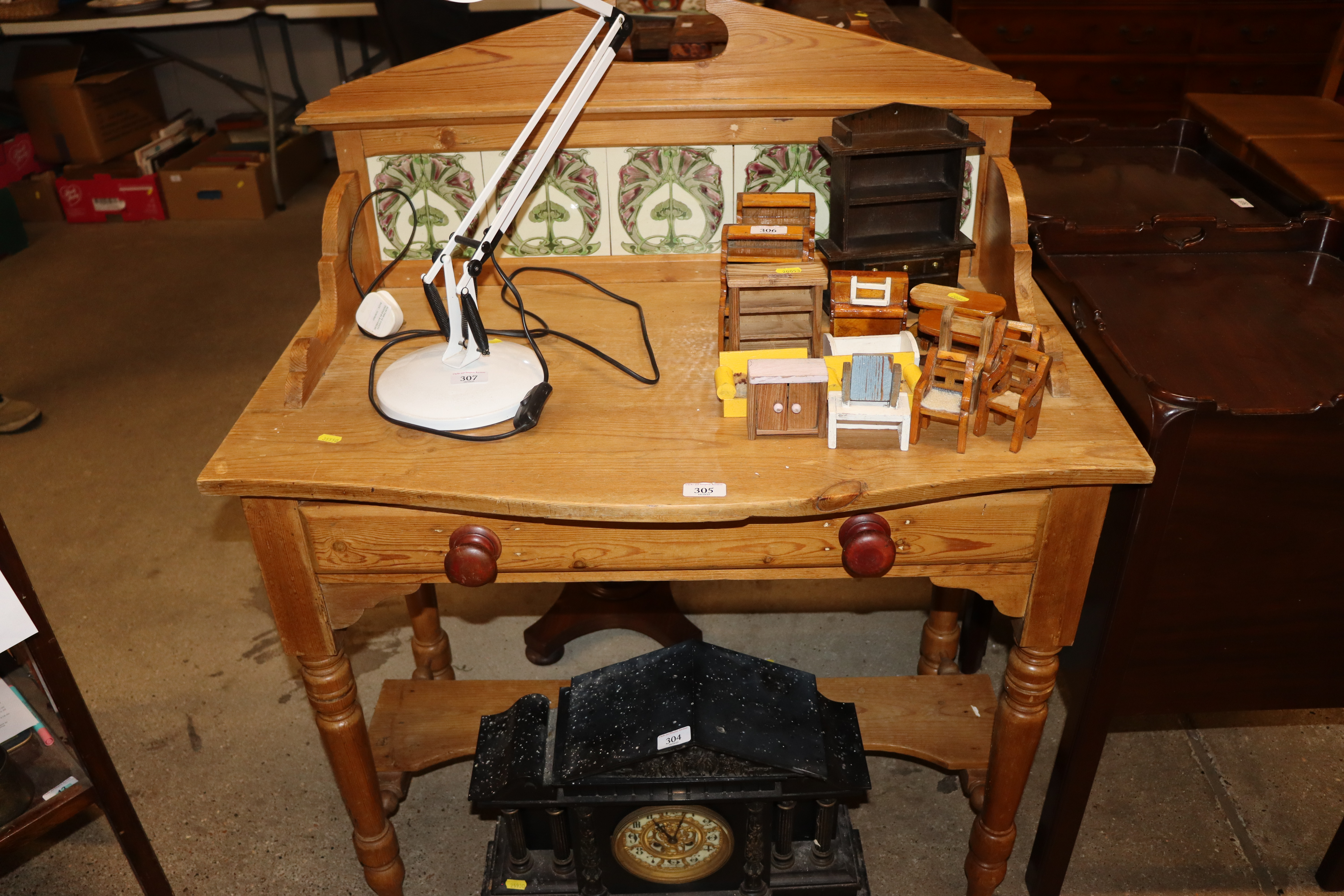 A stripped pine washstand, fitted single drawer wi