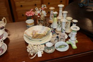 A quantity of various china to include candlestick