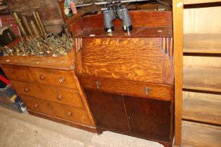 An oak student bureau fitted single drawer