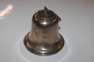 An Asprey bell shaped silver inkwell